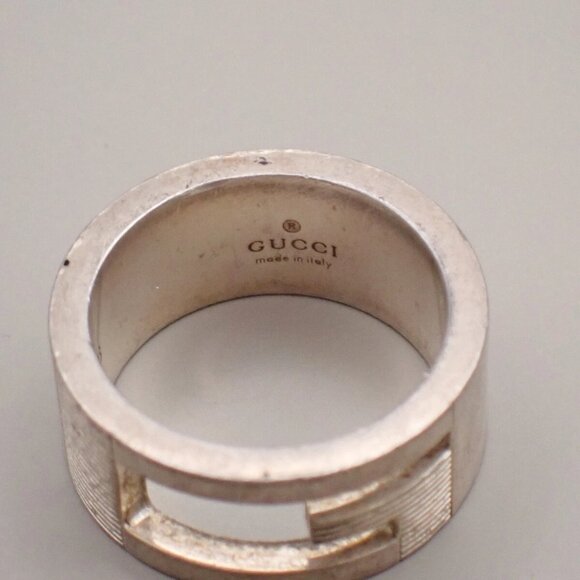 GUCCI G Logo Ring Sterling Silver Size JP 8 US 4.5 Italy Accessory - Picture 8 of 15